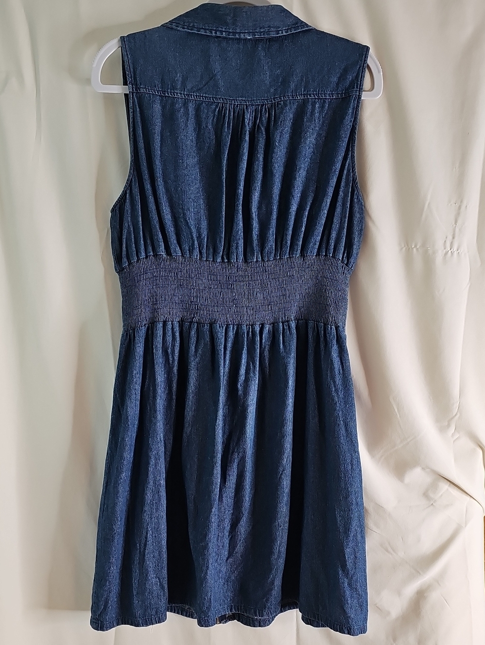 Kings Road 100% ShellCotton Sleeveless Dark Blue Denim Zip-Front Dress - Picture 7 of 9